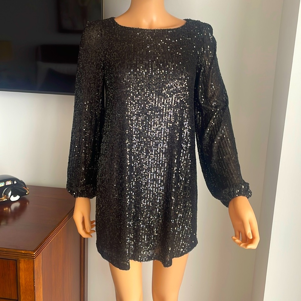 NWT LUV BETSEY BLACK SEQUIN MINI DRESS